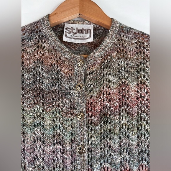 Vintage St. John for Lillie Rubin Knit Gold Buttons Cardigan Sweater Size Small - Picture 3 of 6